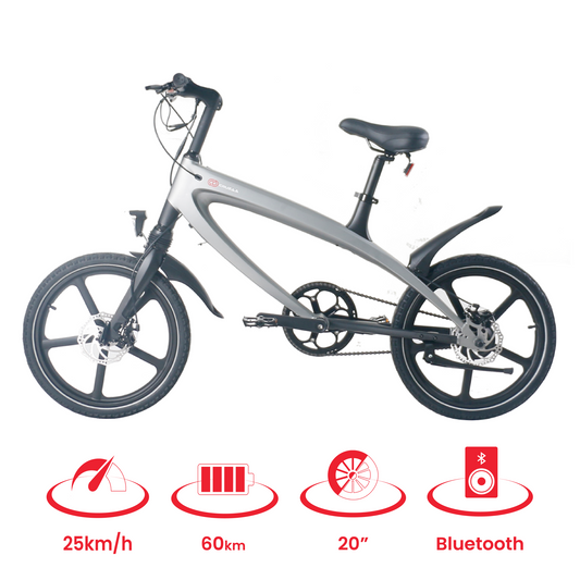 The Official Gun Metal Grey E-Bike with Built-in Speakers & Bluetooth (Range up to 60km)