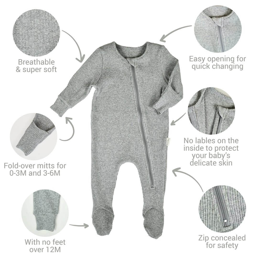 Dove Grey Zip Sleepsuit