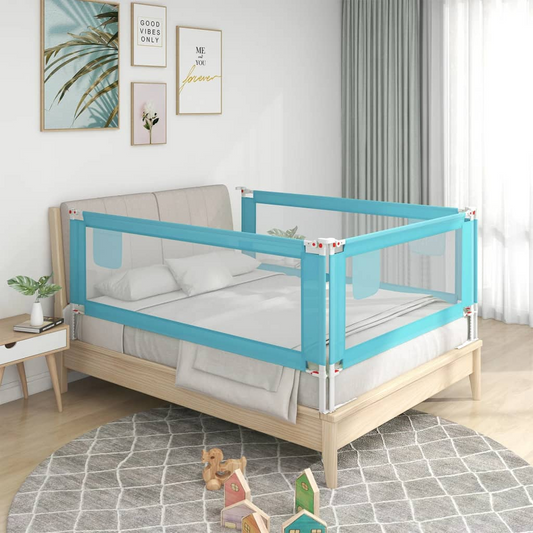 vidaXL Toddler Safety Bed Rail Blue 200x25 cm Fabric