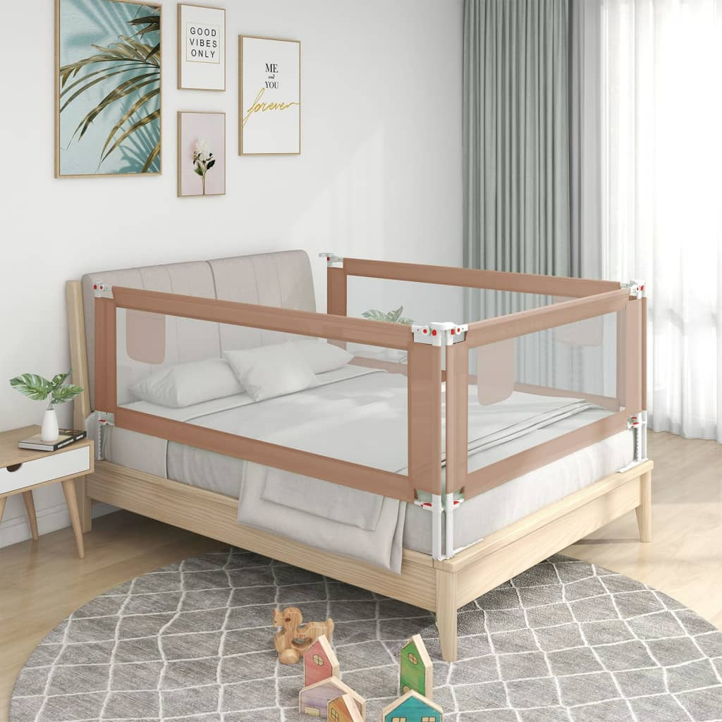 vidaXL Toddler Safety Bed Rail Taupe 200x25 cm Fabric