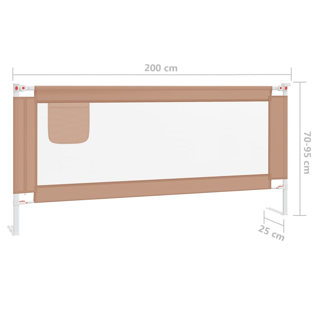 vidaXL Toddler Safety Bed Rail Taupe 200x25 cm Fabric