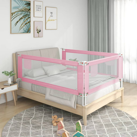 vidaXL Toddler Safety Bed Rail Pink 200x25 cm Fabric