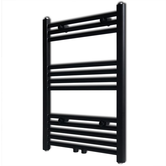 Black Bathroom Central Heating Towel Rail Radiator Straight 500x764mm