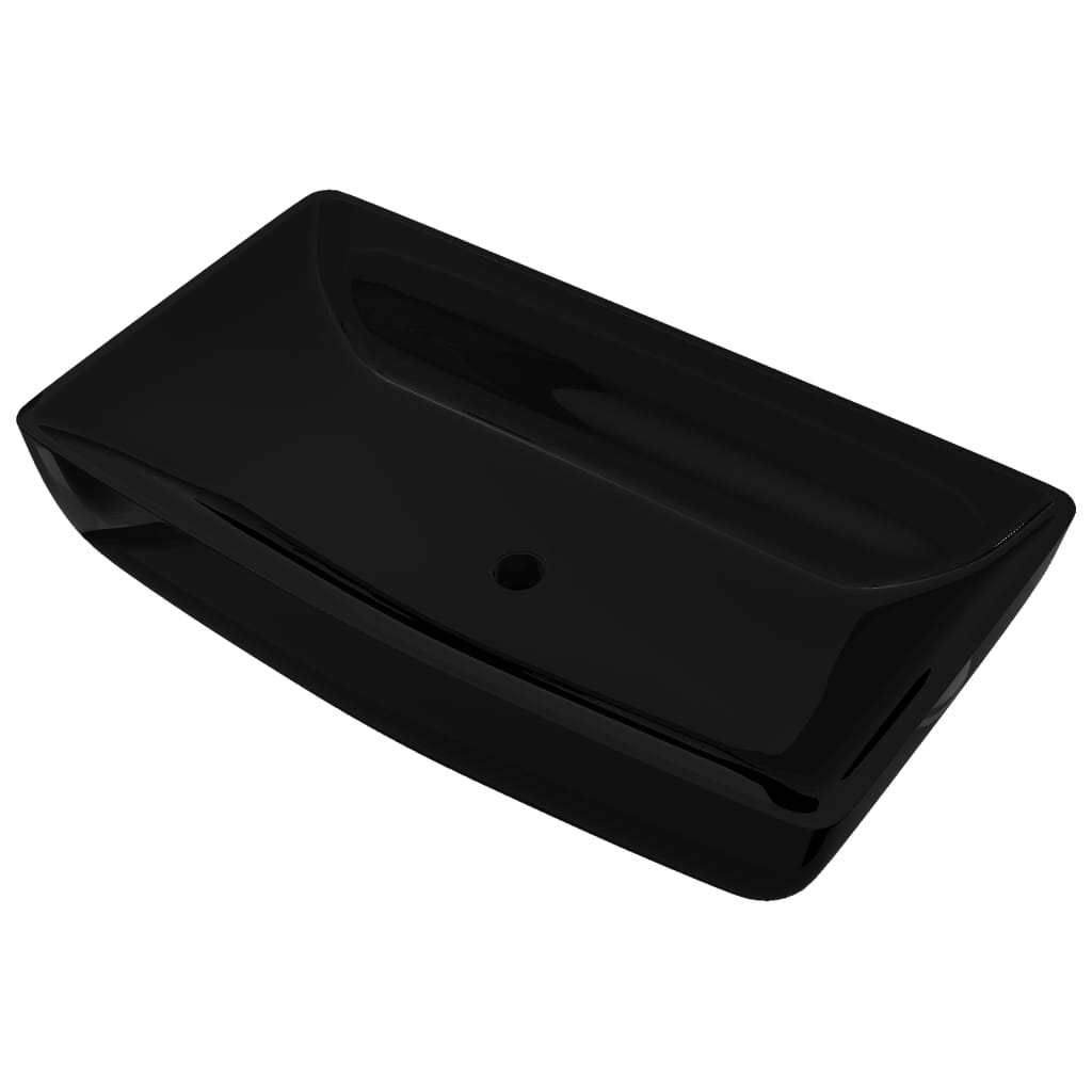 Ceramic Bathroom Sink Basin Black Rectangular