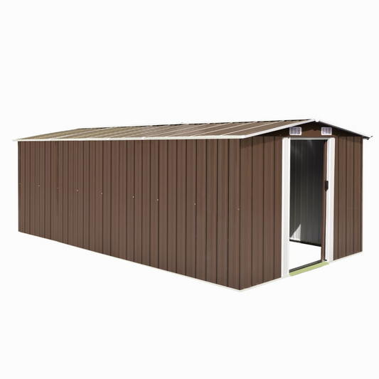 vidaXL Garden Shed 257x489x181 cm Metal Brown