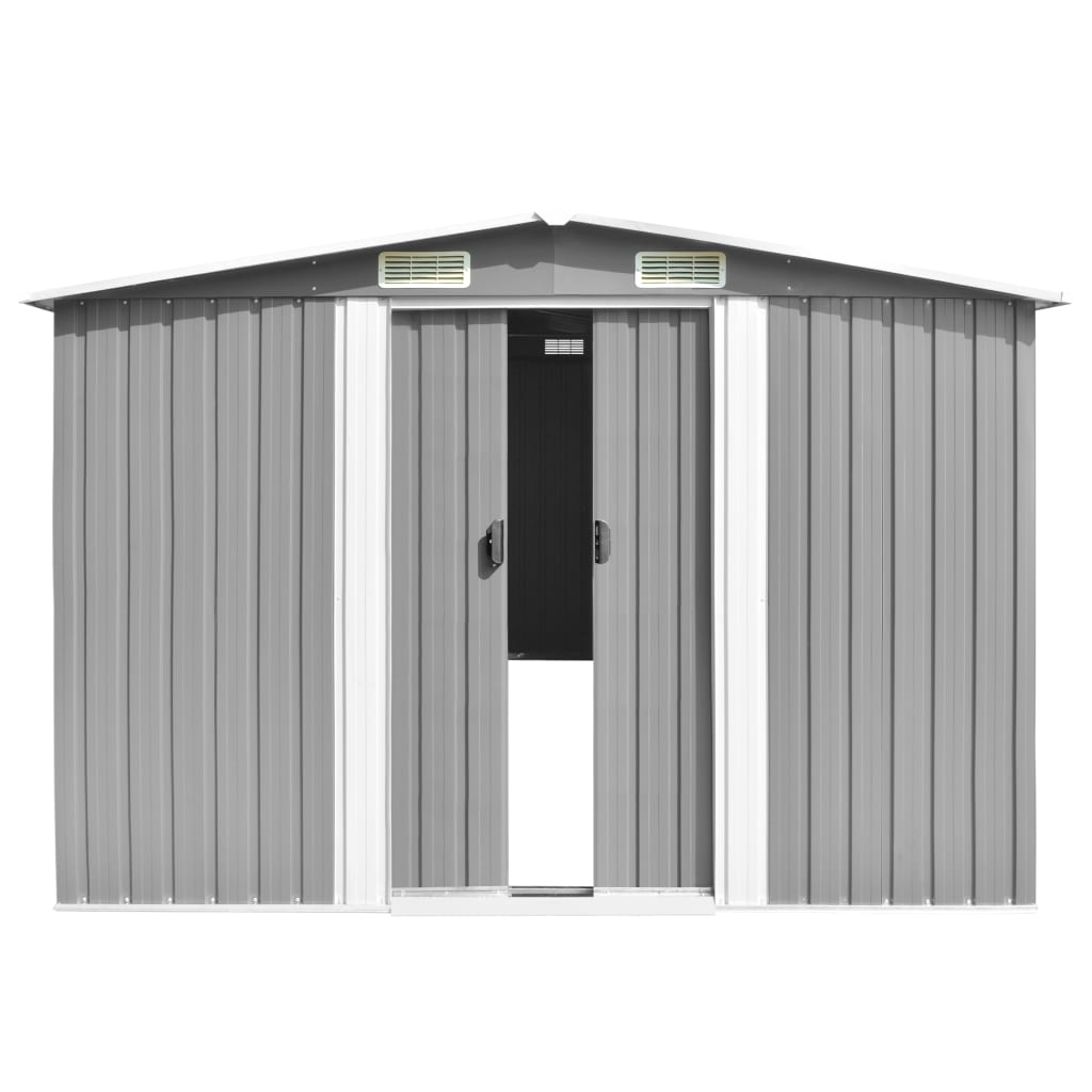 vidaXL Garden Shed 257x298x178 cm Metal Grey