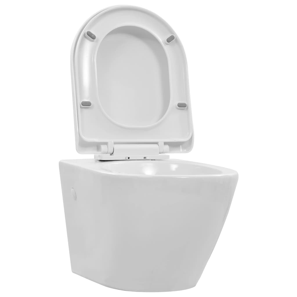 vidaXL Wall Hung Rimless Toilet Ceramic White