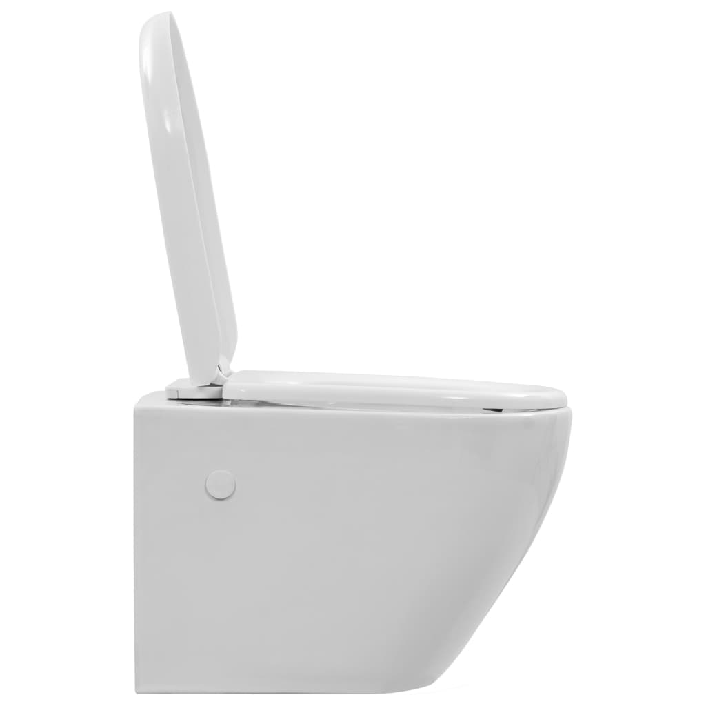 vidaXL Wall Hung Rimless Toilet Ceramic White