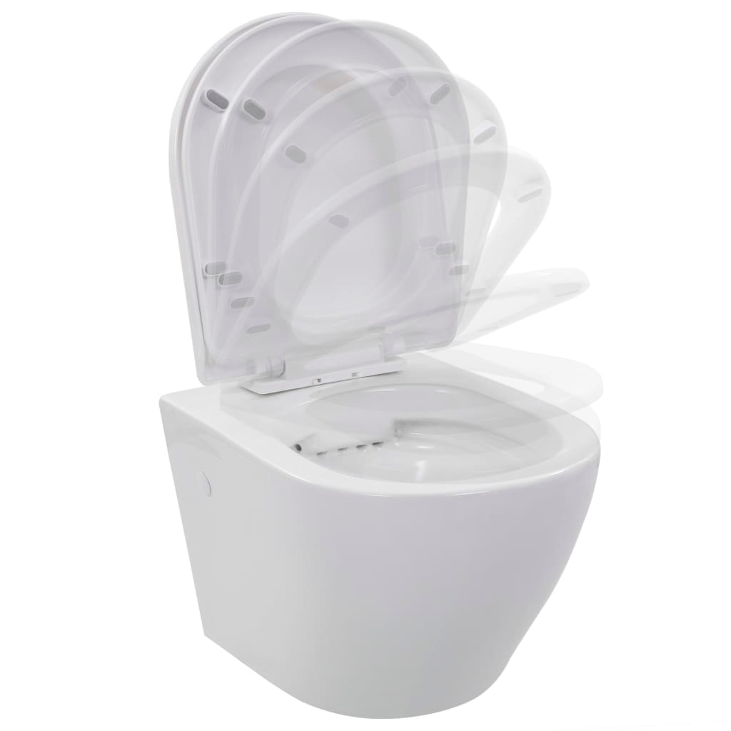 vidaXL Wall Hung Rimless Toilet Ceramic White