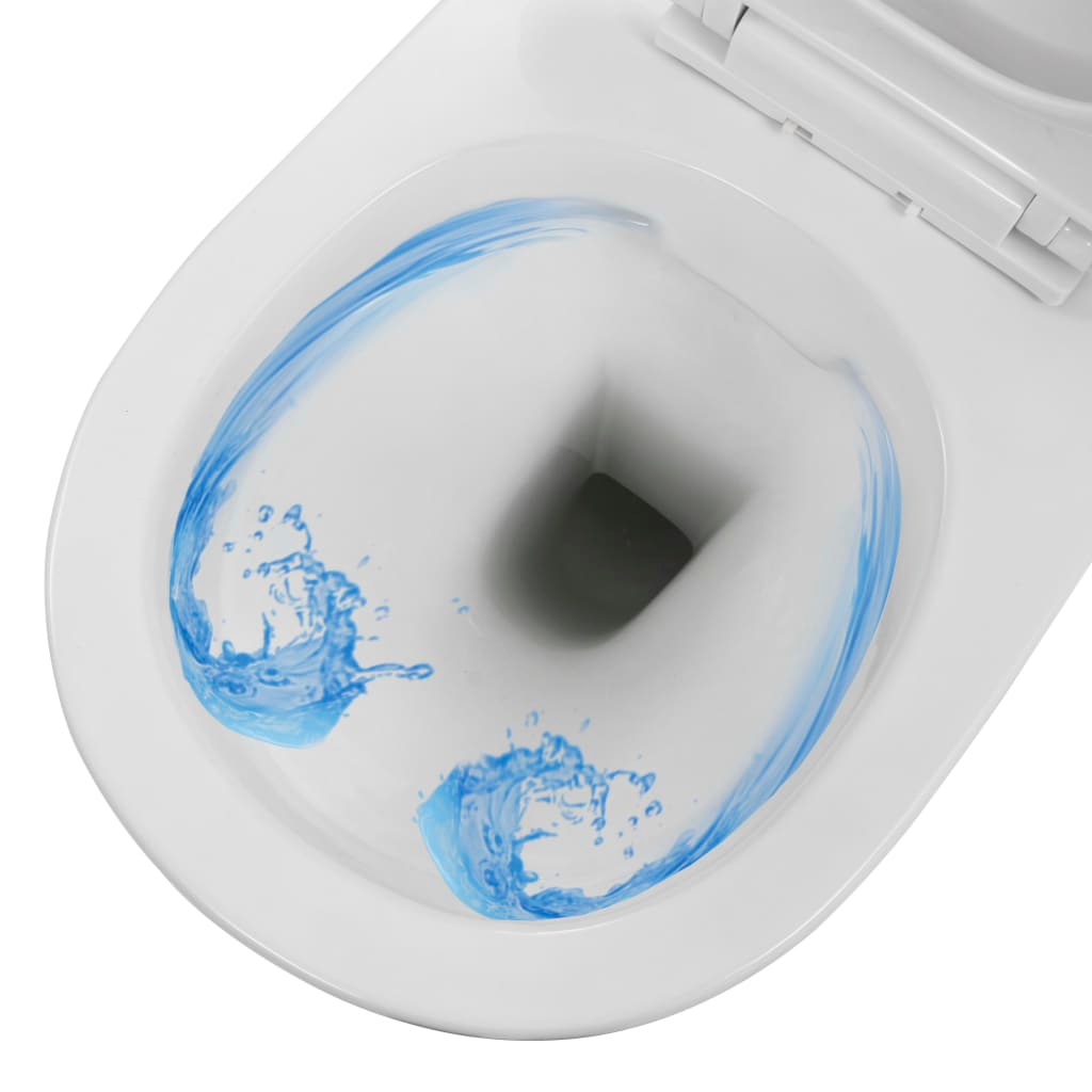 vidaXL Wall Hung Rimless Toilet Ceramic White