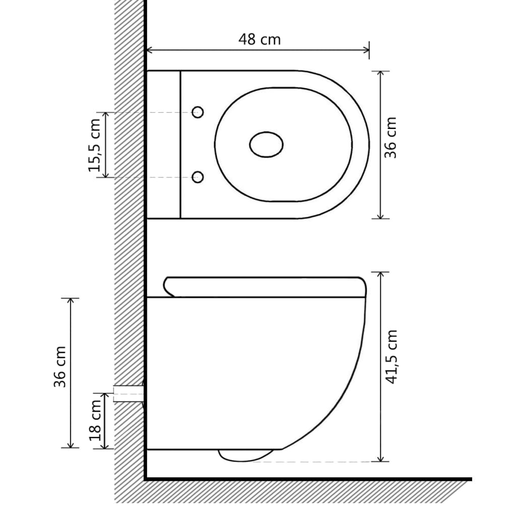 vidaXL Wall Hung Rimless Toilet Ceramic White