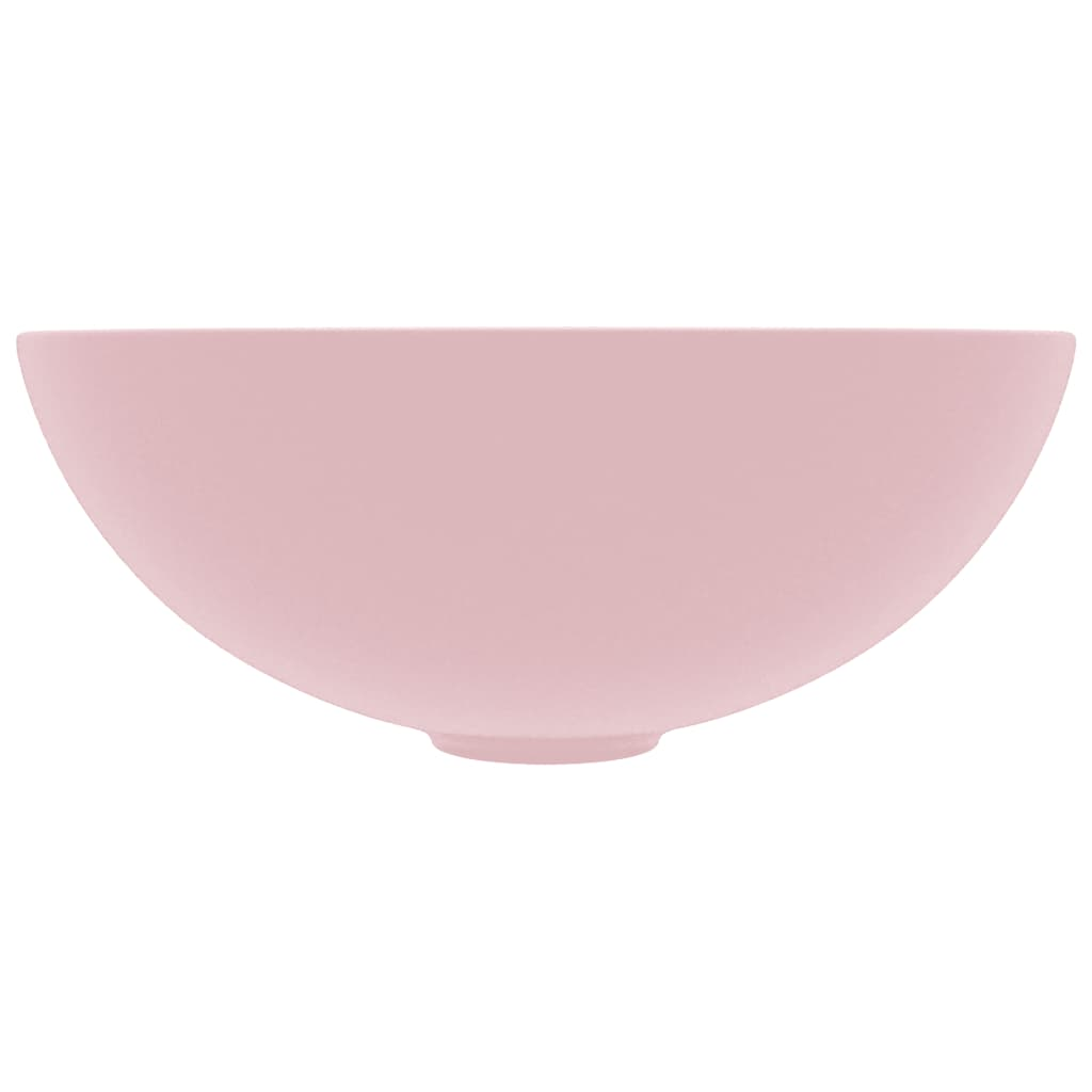 vidaXL Bathroom Sink Ceramic Matt Pink Round