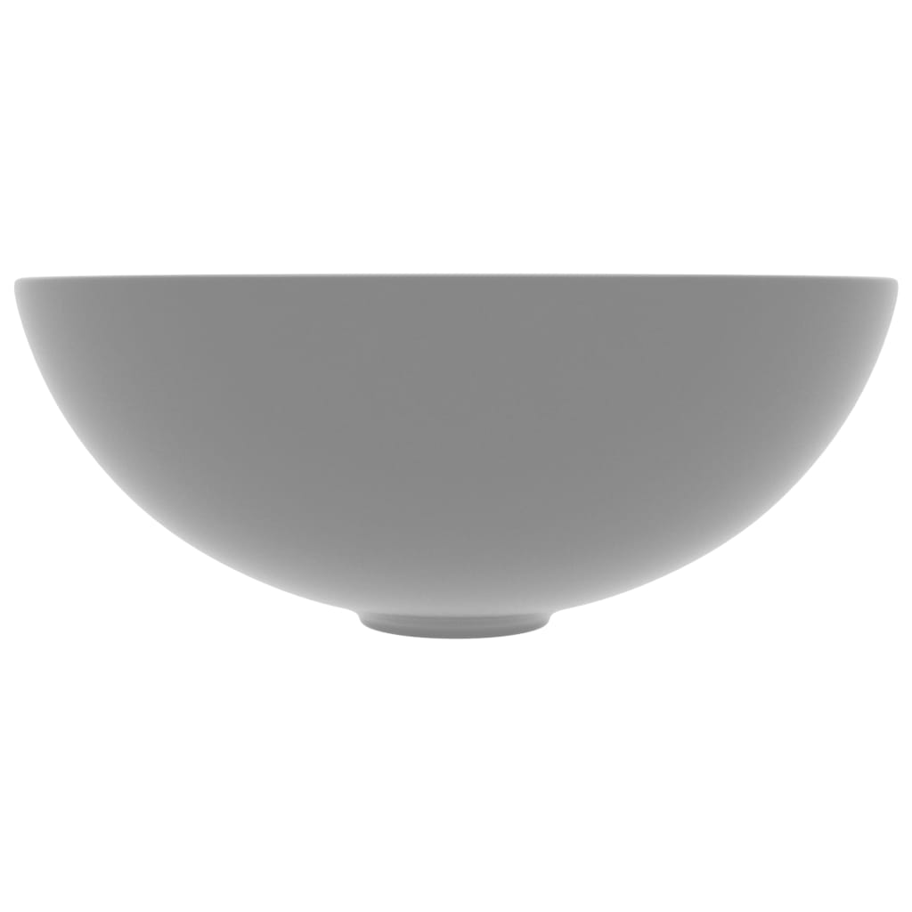 vidaXL Bathroom Sink Ceramic Light Grey Round