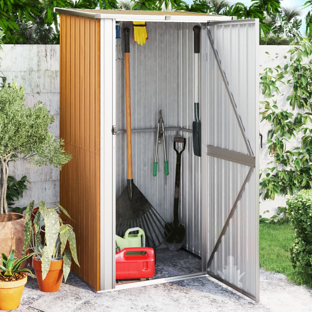 vidaXL Garden Shed Brown 118.5x97x209.5 cm Galvanised Steel