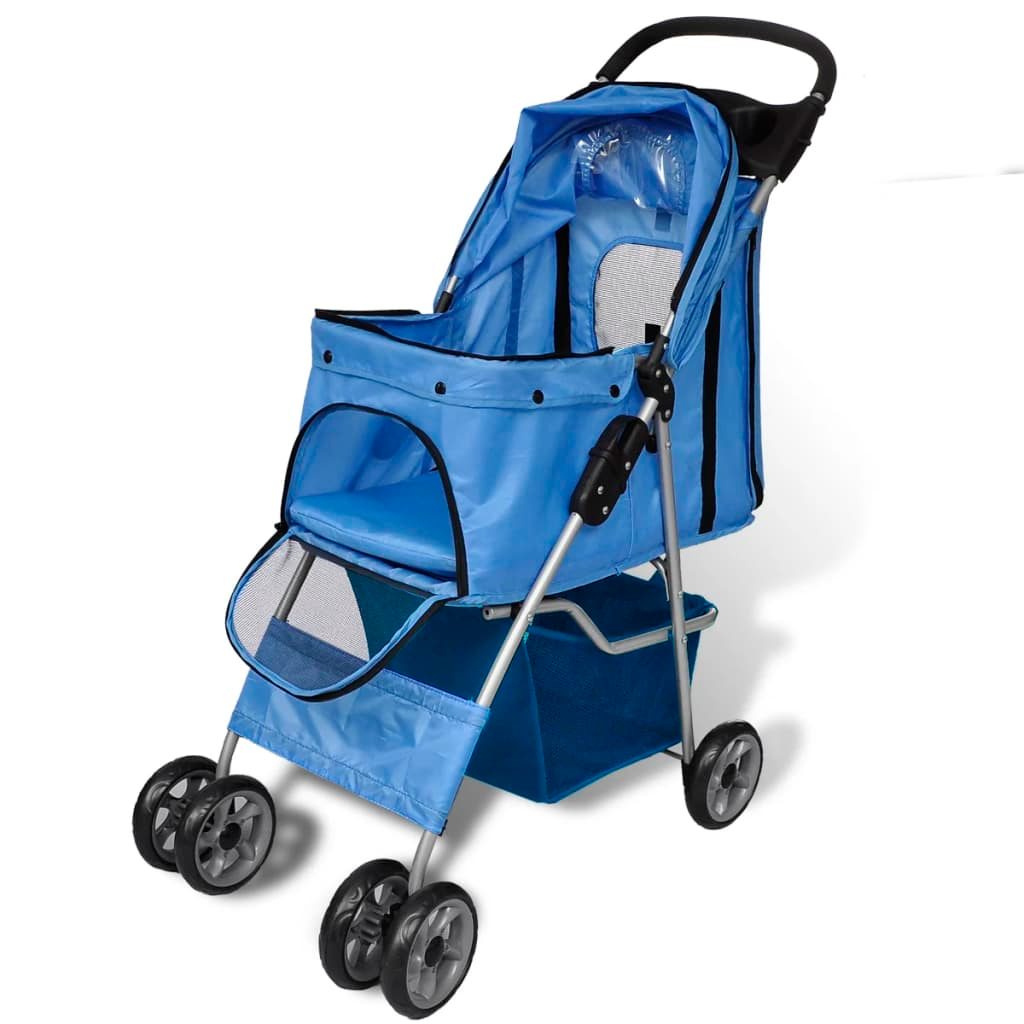 vidaXL Folding Pet Stroller Dog/Cat Travel Carrier Blue