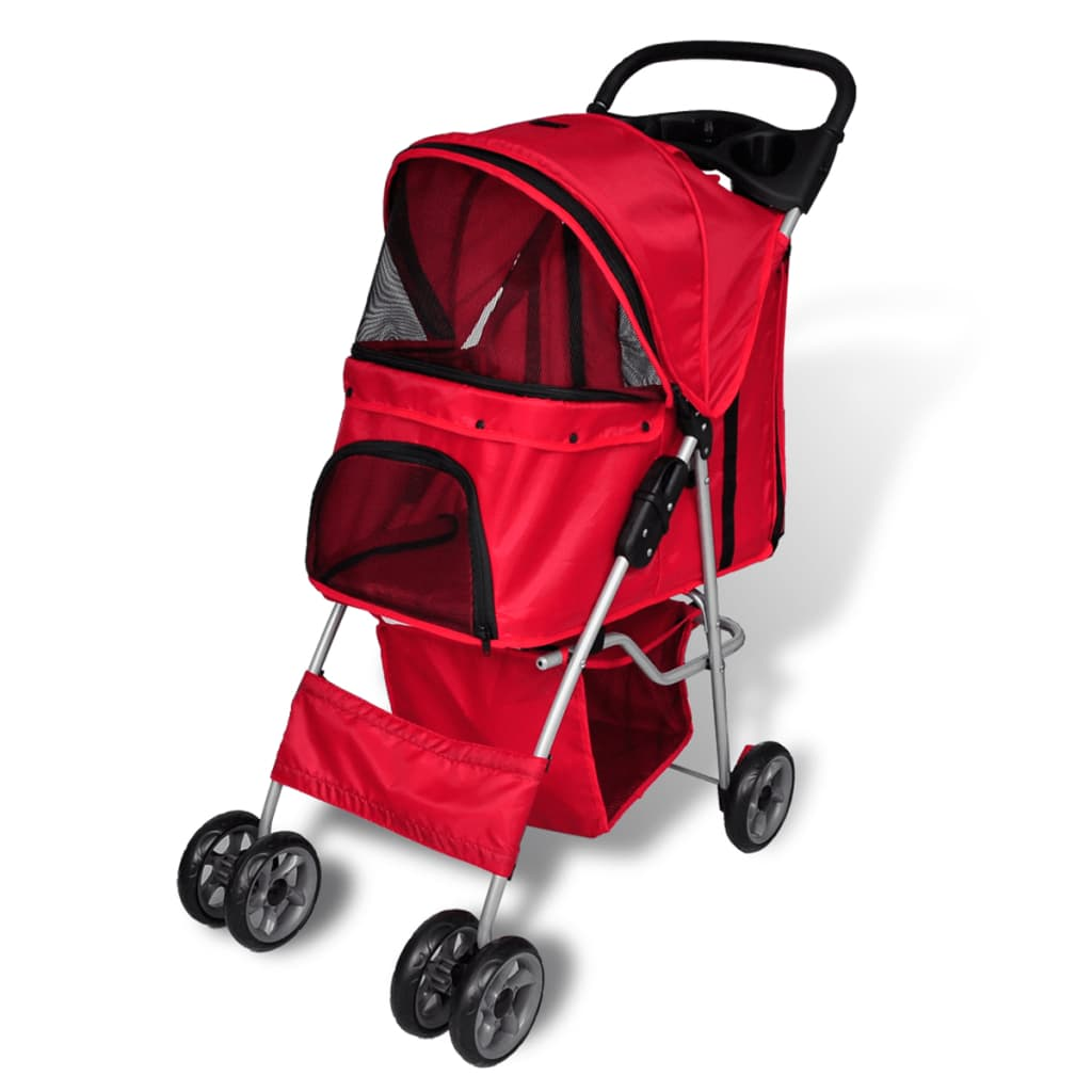 vidaXL Folding Pet Stroller Dog/Cat Travel Carrier Red