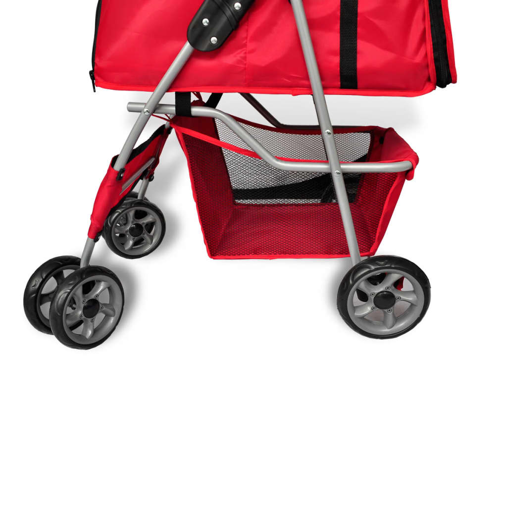 vidaXL Folding Pet Stroller Dog/Cat Travel Carrier Red