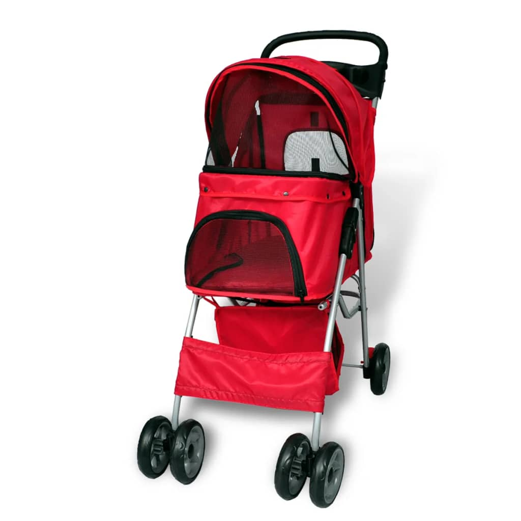 vidaXL Folding Pet Stroller Dog/Cat Travel Carrier Red