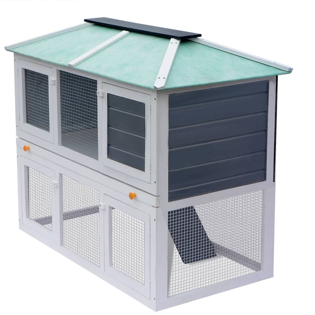 vidaXL Animal Rabbit Cage Double Floor Wood