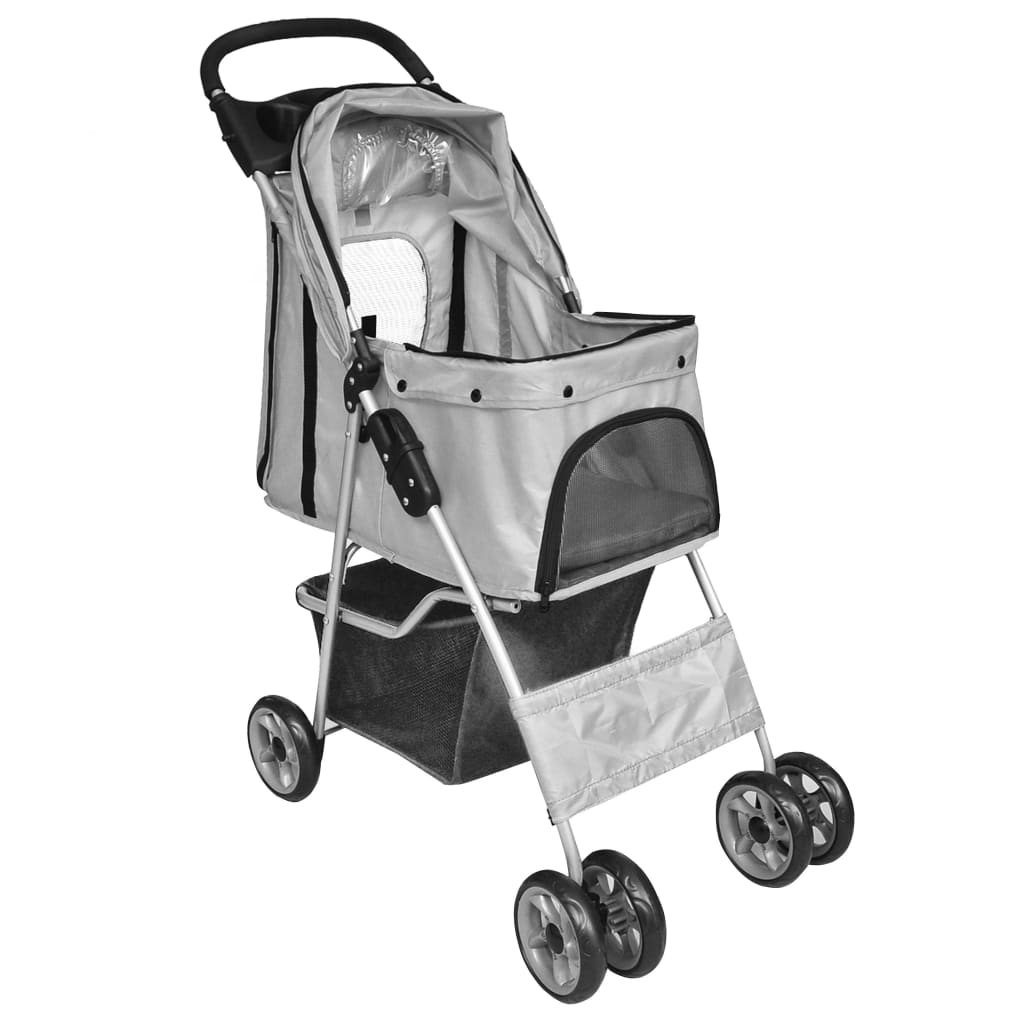 vidaXL Folding Pet Stroller Dog/Cat Travel Carrier Grey