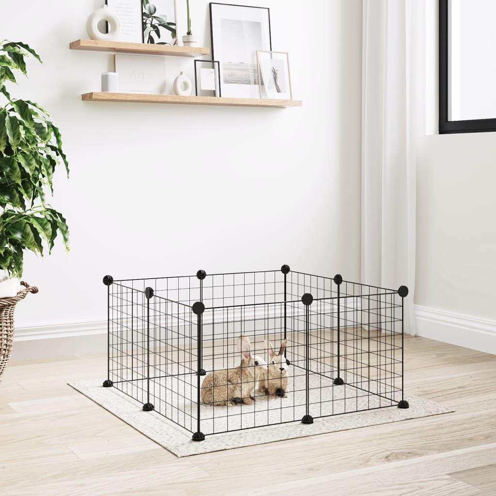 vidaXL 8-Panel Pet Cage Black 35x35 cm Steel