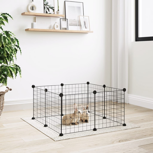 vidaXL 8-Panel Pet Cage Black 35x35 cm Steel