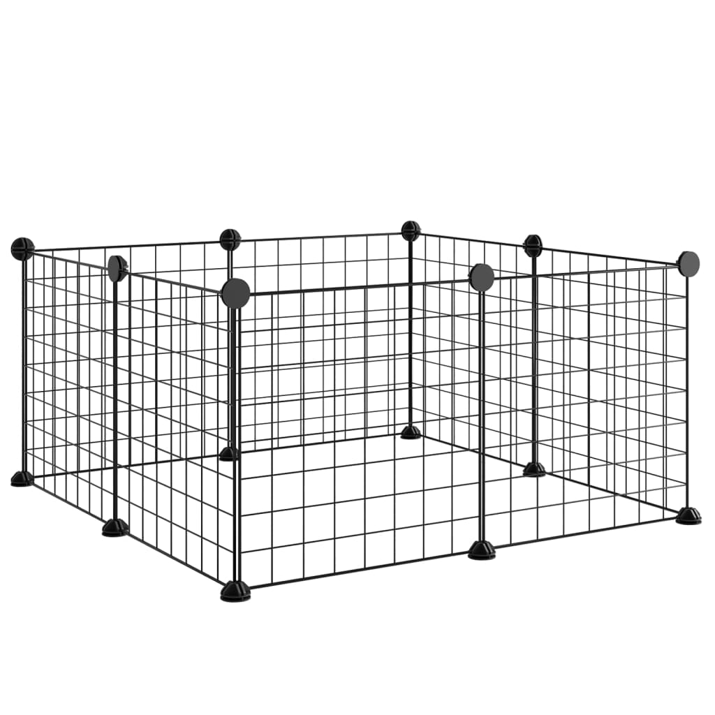 vidaXL 8-Panel Pet Cage Black 35x35 cm Steel