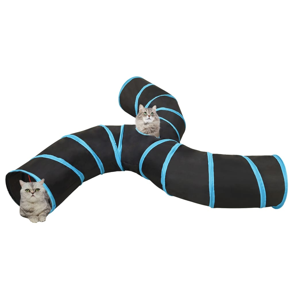 vidaXL Cat Tunnel 3-way Black and Blue 25 cm Polyester