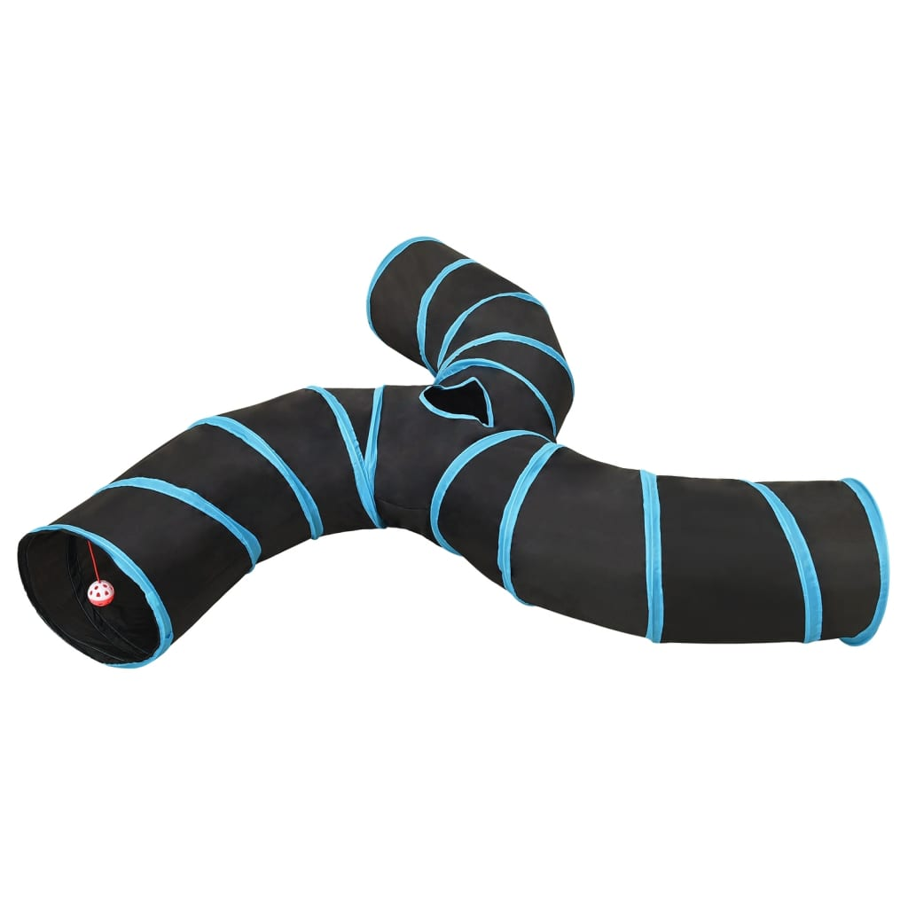 vidaXL Cat Tunnel 3-way Black and Blue 25 cm Polyester