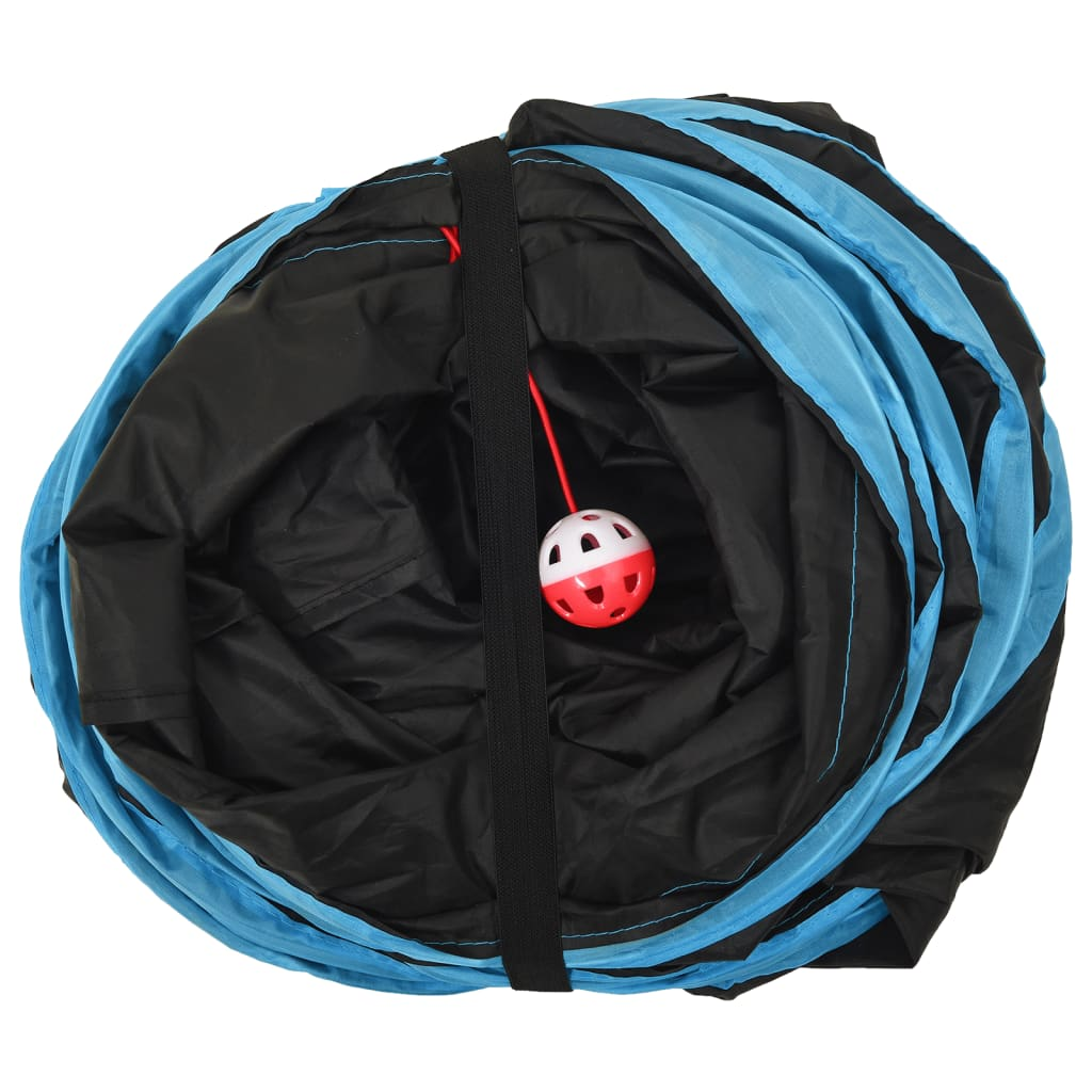 vidaXL Cat Tunnel 3-way Black and Blue 25 cm Polyester