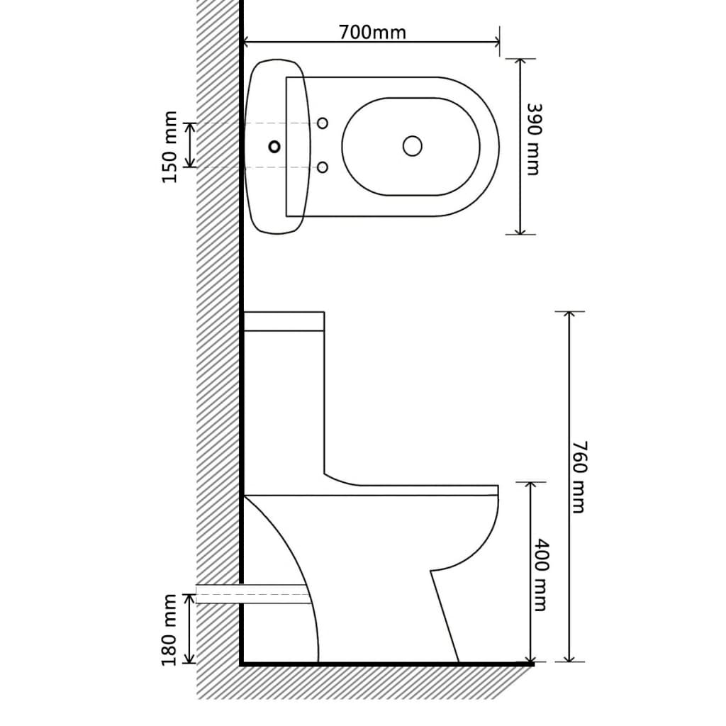 vidaXL Toilet With Cistern White