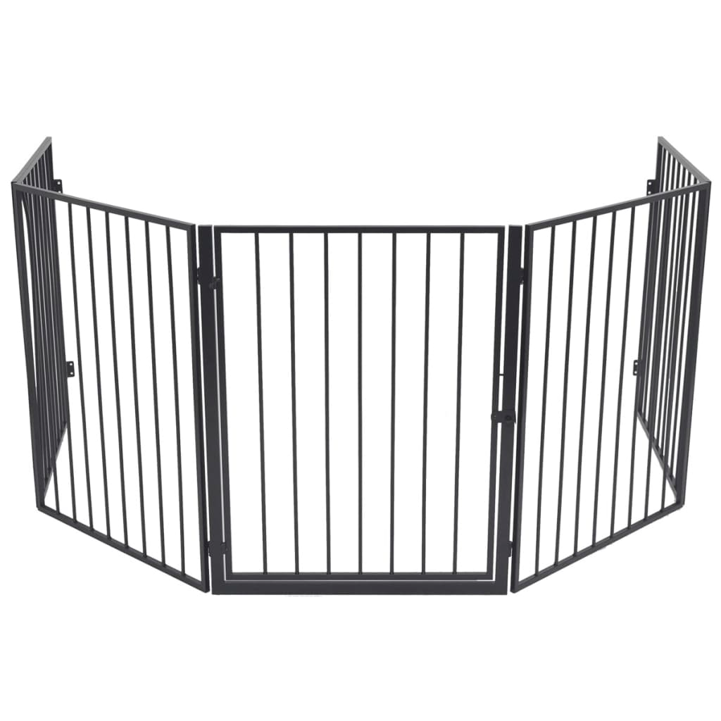 vidaXL Pet Fireplace Fence Steel Black