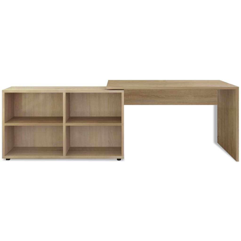 vidaXL Corner Desk 4 Shelves Oak