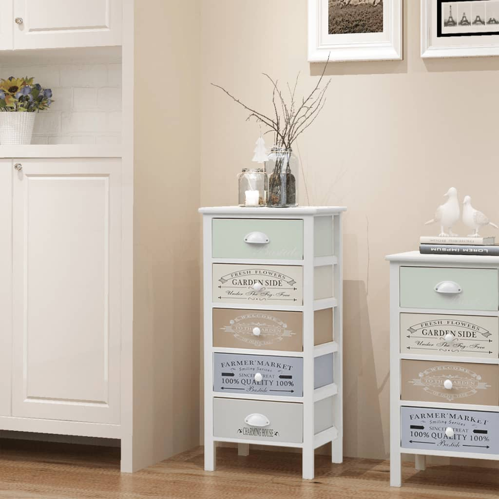 vidaXL French Storage Cabinet 5 Drawers Wood