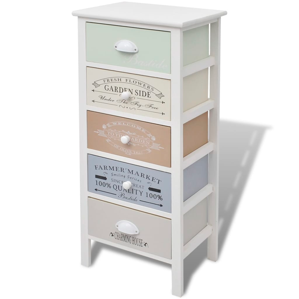 vidaXL French Storage Cabinet 5 Drawers Wood