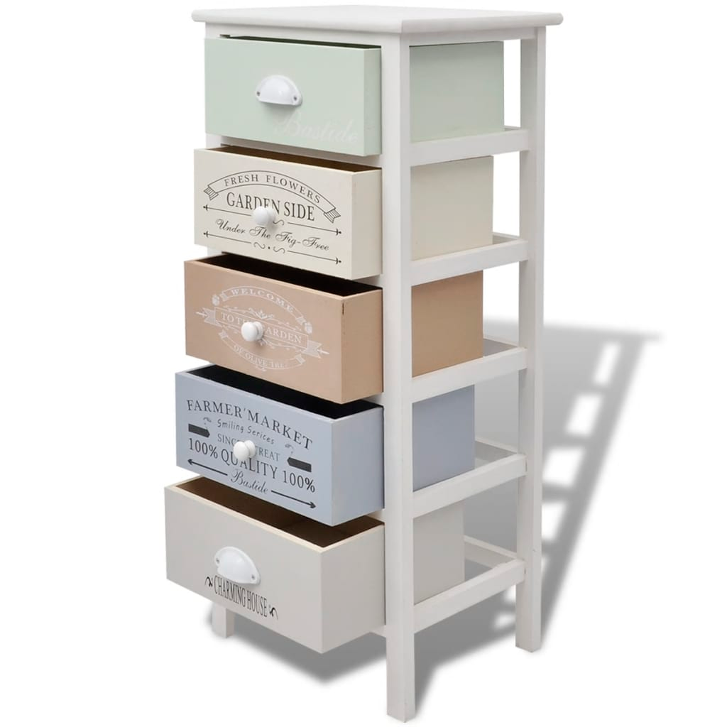 vidaXL French Storage Cabinet 5 Drawers Wood