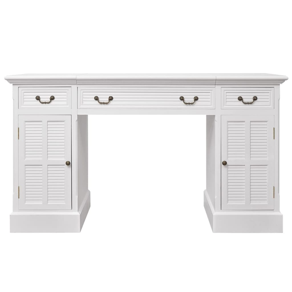 vidaXL Double Pedestal Desk White 140x48x80 cm