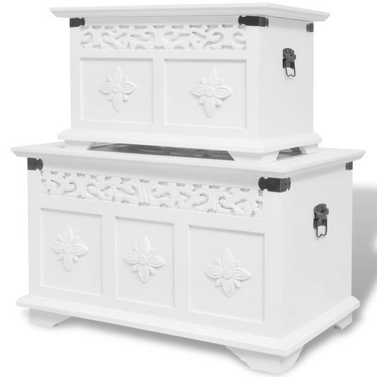 vidaXL Two Piece Storage Chest Set White