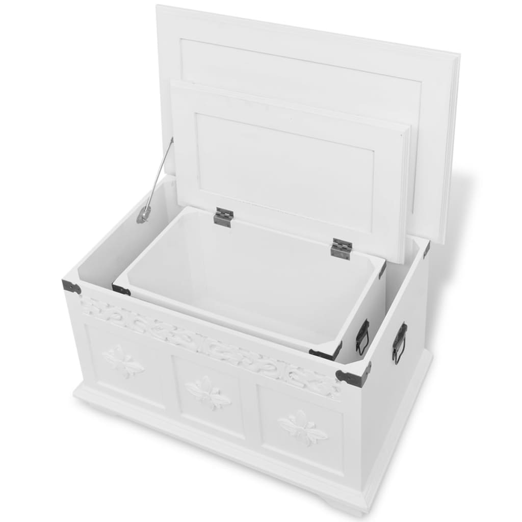 vidaXL Two Piece Storage Chest Set White