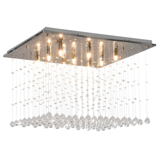 vidaXL Ceiling Lamp with Crystal Beads Silver Cubic G9