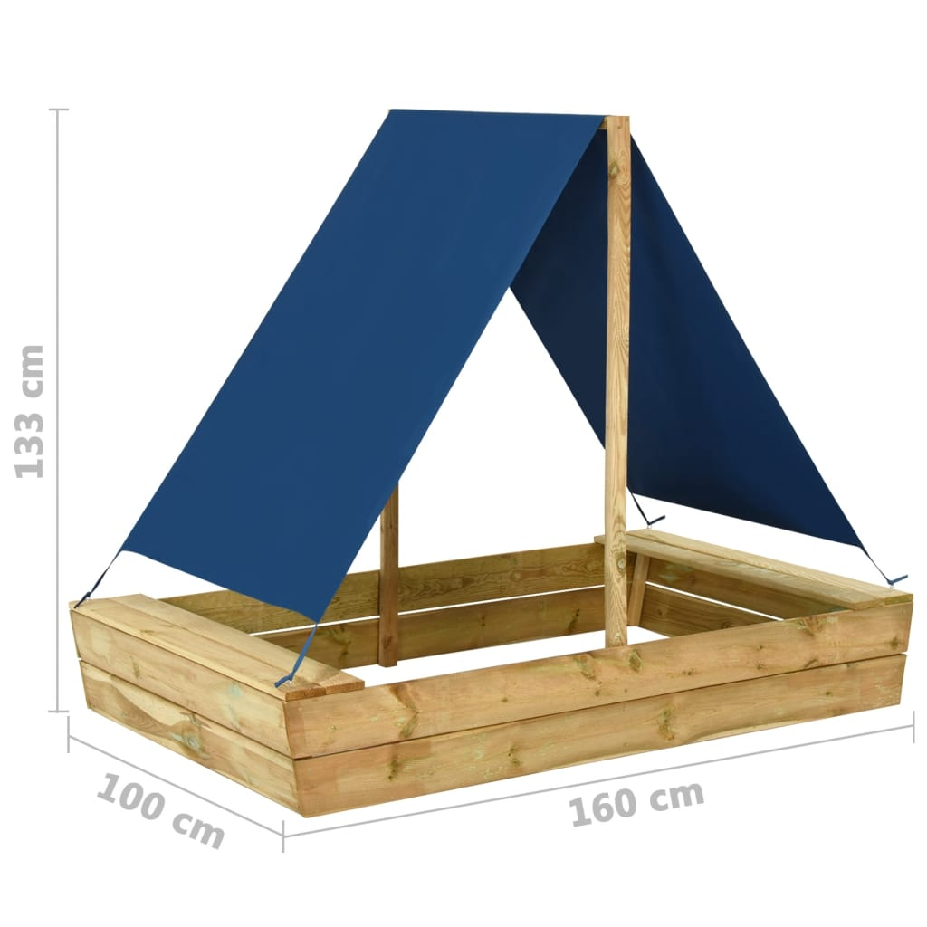 vidaXL Sandpit with Roof 160x100x133 cm Impregnated Pinewood