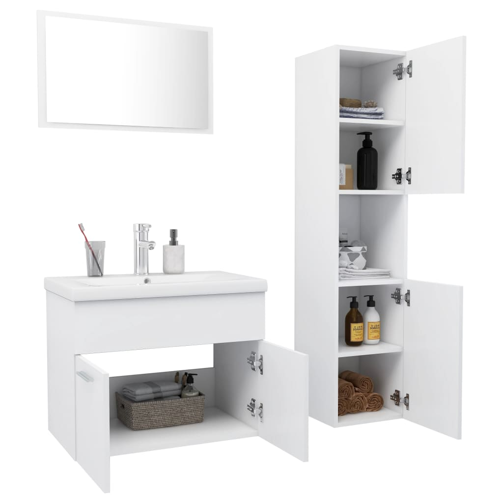 vidaXL Bathroom Furniture Set White Engineered Wood