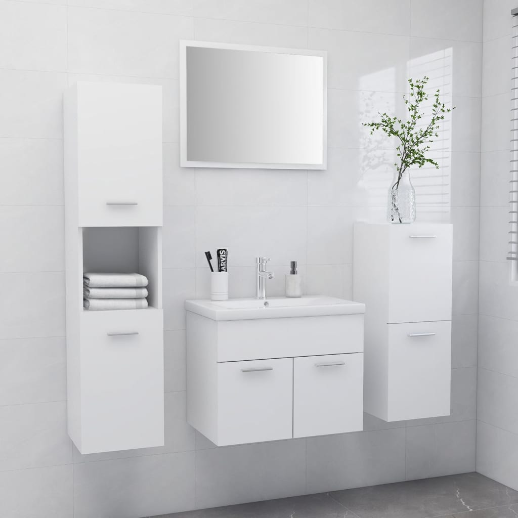 vidaXL Bathroom Furniture Set White Engineered Wood