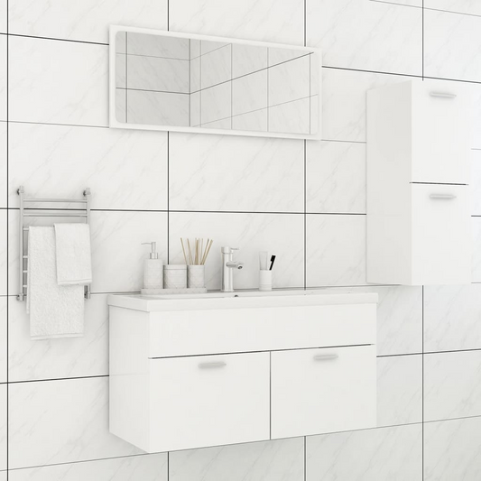 vidaXL Bathroom Furniture Set White Engineered Wood