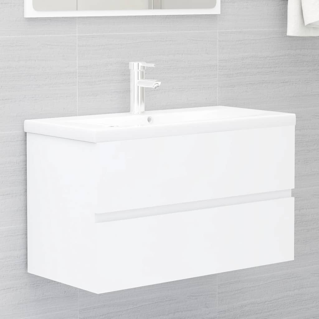 vidaXL Bathroom Furniture Set White Engineered Wood