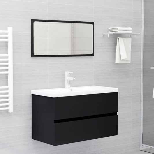 vidaXL Bathroom Furniture Set Black Engineered Wood