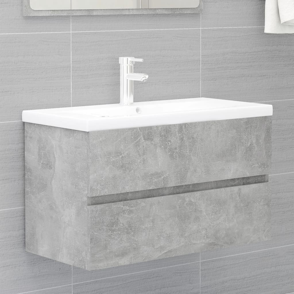 vidaXL Bathroom Furniture Set Concrete Grey Engineered Wood