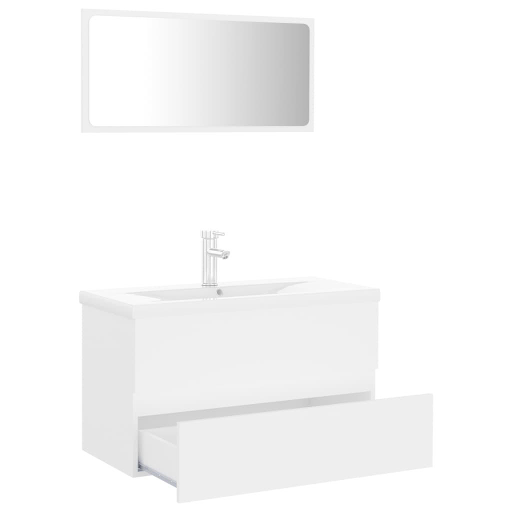 vidaXL Bathroom Furniture Set White Engineered Wood