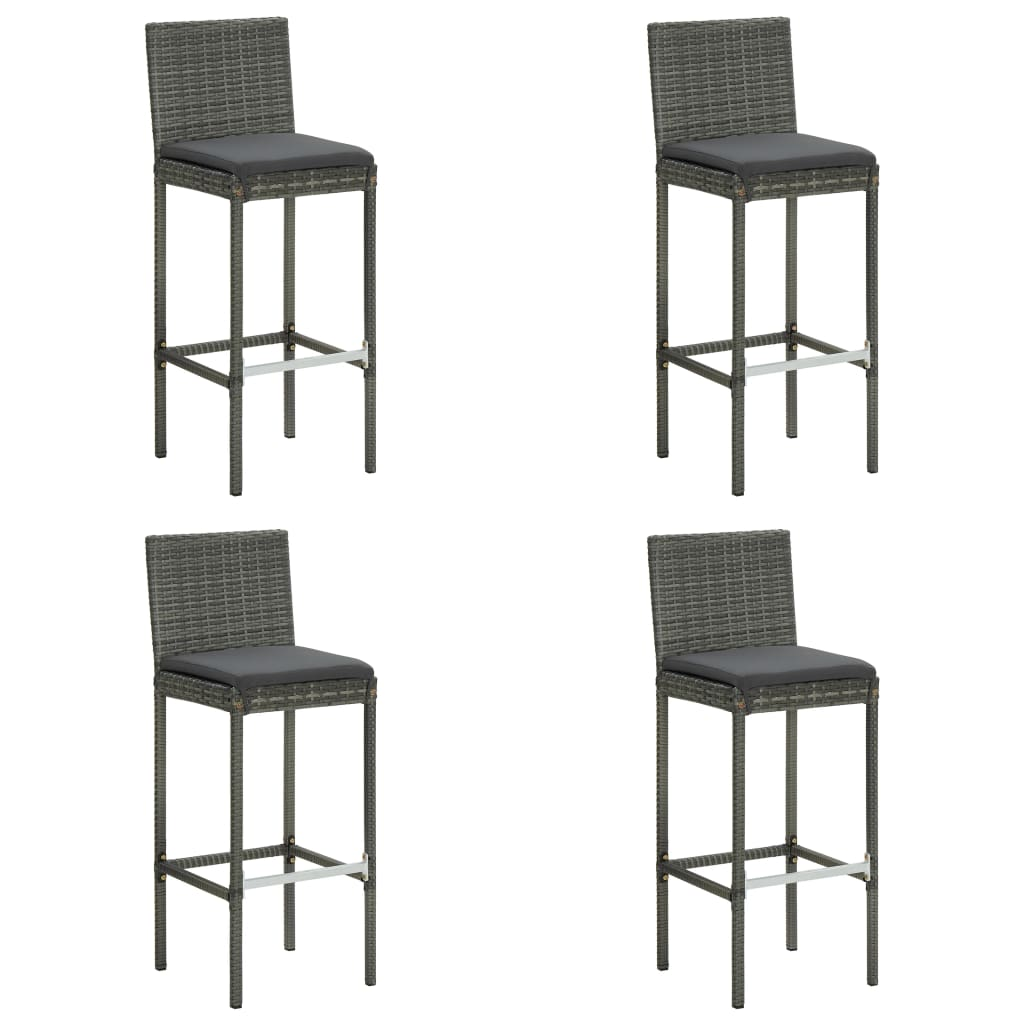 vidaXL 5 Piece Garden Bar Set with Cushions Poly Rattan Grey