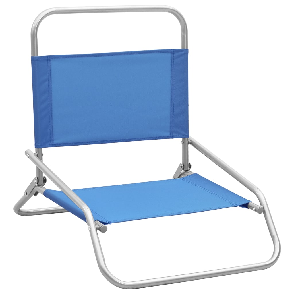 vidaXL Folding Beach Chairs 2 pcs Blue Fabric